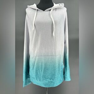 Very Soft, Ombre hoodie, Gray and Teal Sweatshirt